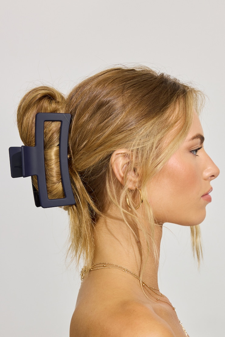 Oversized Rectangle Claw Clip Navy