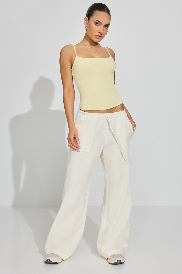 Millie Linen Pull-On Pants White - Image 2