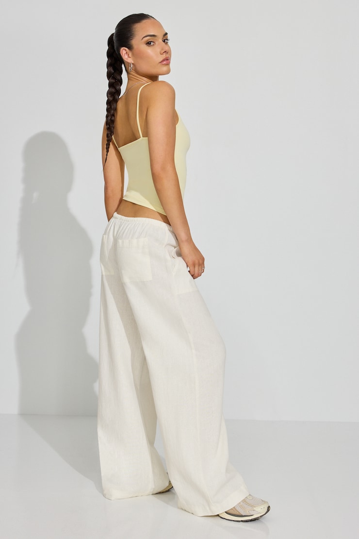 Millie Linen Pull-On Pants White - Image 3
