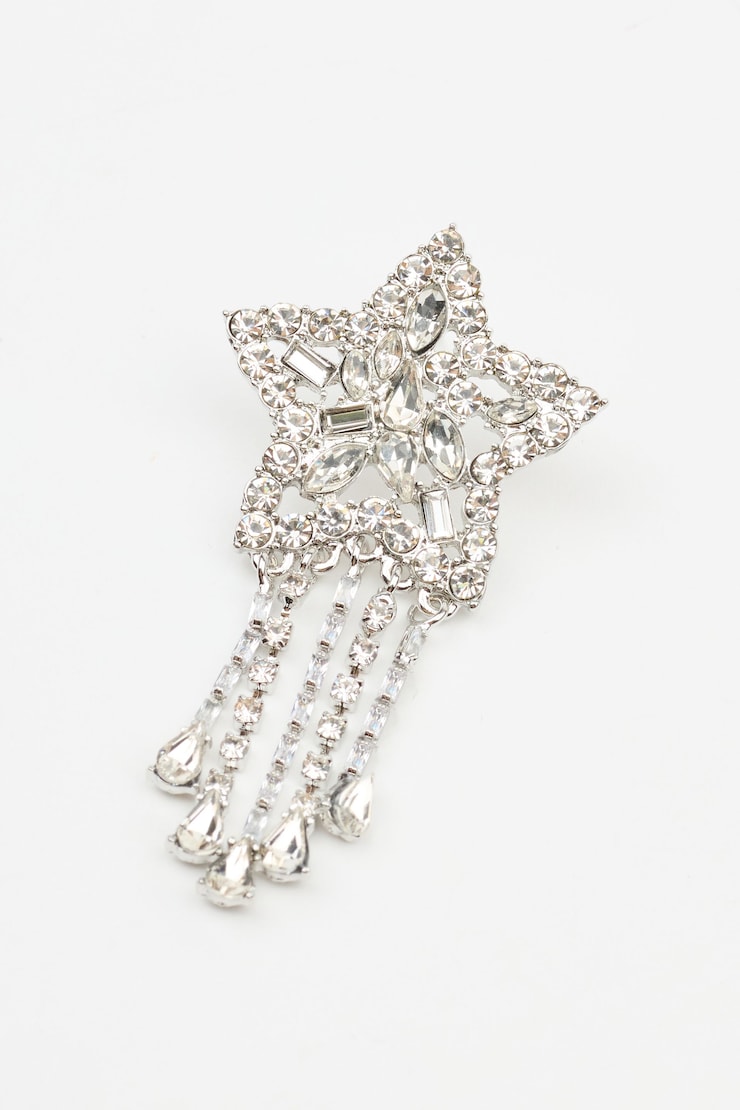 Oversized Gem Star Earrings Gray - Image 2