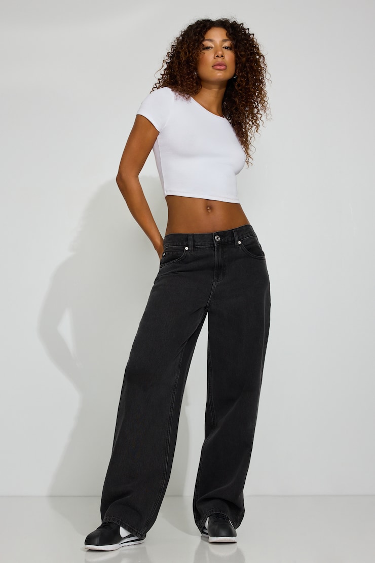 Low Rise Baggy Jeans Black - Image 3