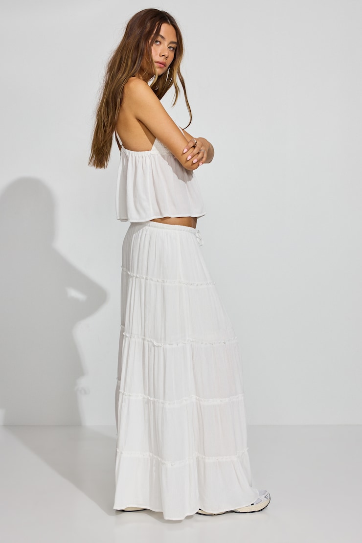 Tiered Maxi Skirt White - Image 2
