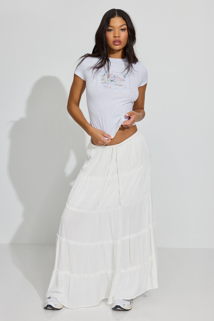 Tiered Maxi Skirt White - Image 6