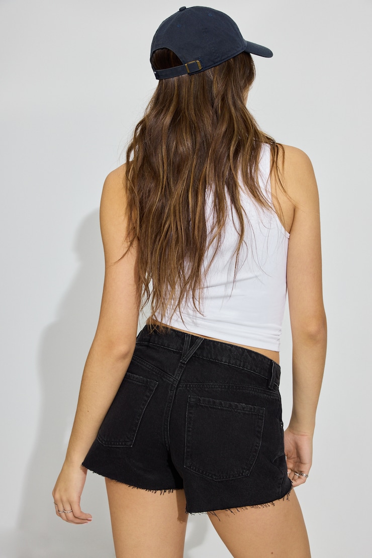 Denim Relaxed A-Line Shorts Black - Image 3