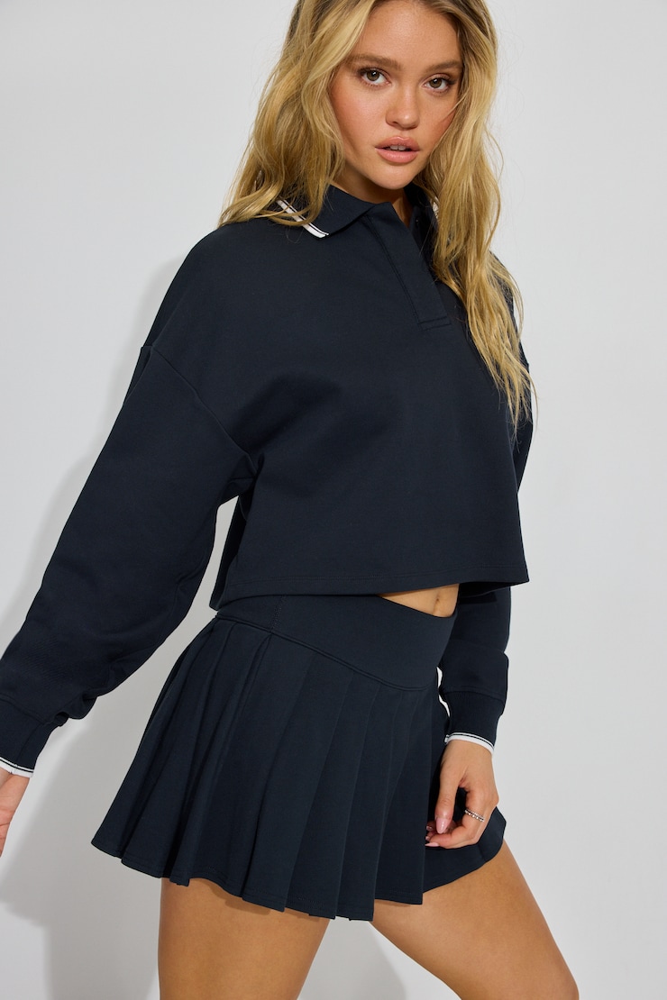 Pique Pleated Active Skort Navy - Image 3