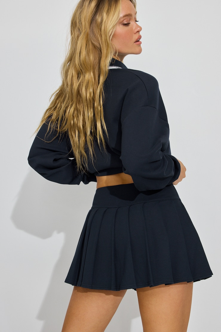 Pique Pleated Active Skort Navy - Image 4