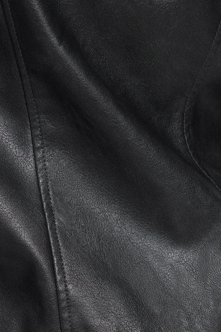 Faux Leather Worker Jacket Black - Image 6