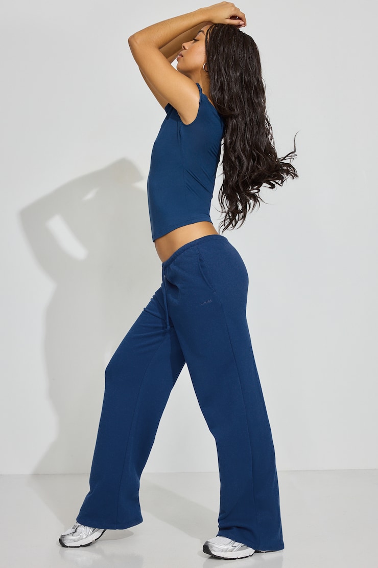 SoftTerry Wide Leg Sweatpants Navy - Image 2