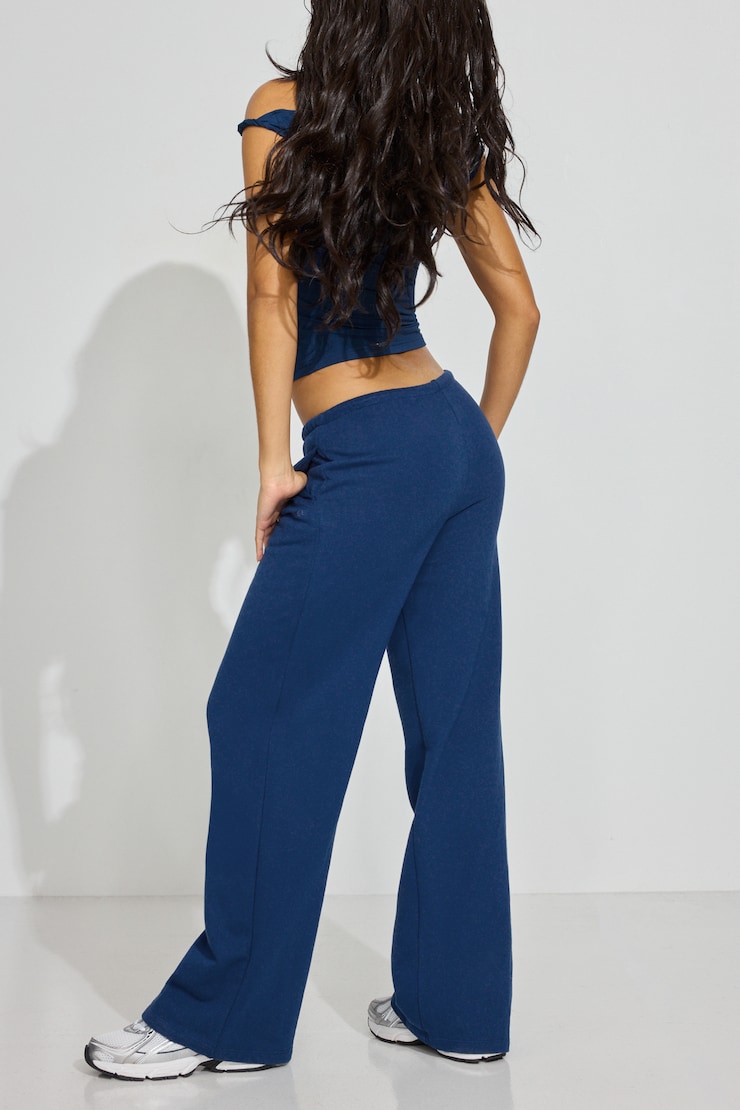 SoftTerry Wide Leg Sweatpants Navy - Image 3