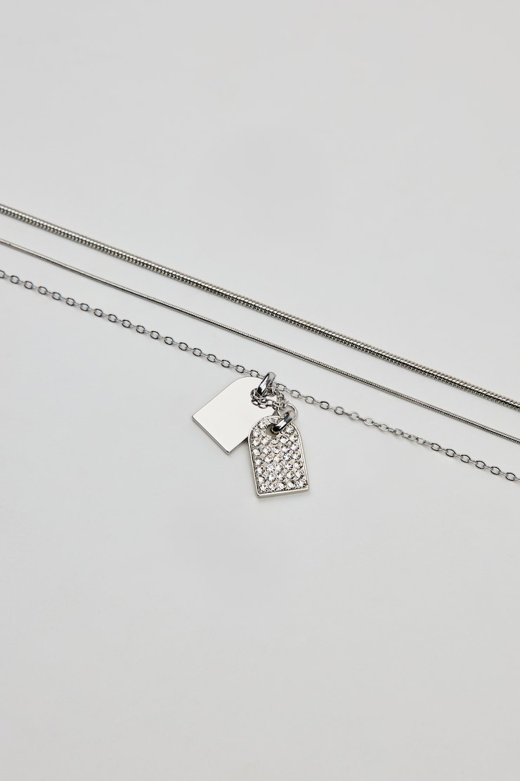 Set of 3 Dog Tags Necklaces Gray - Image 2