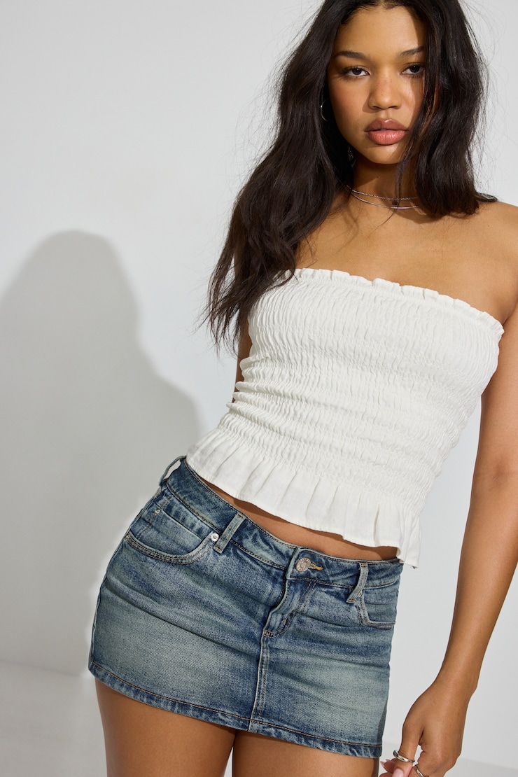 Linen Smocked Tube Top White - Image 2