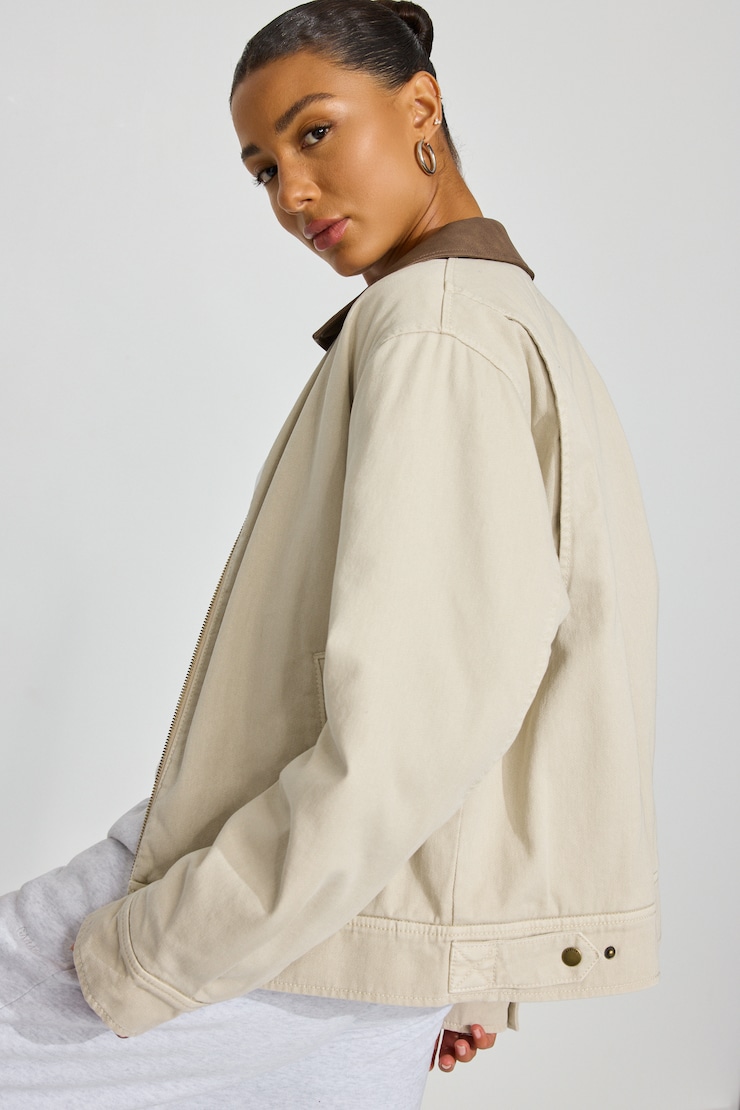 Twill Worker Jacket Beige - Image 5