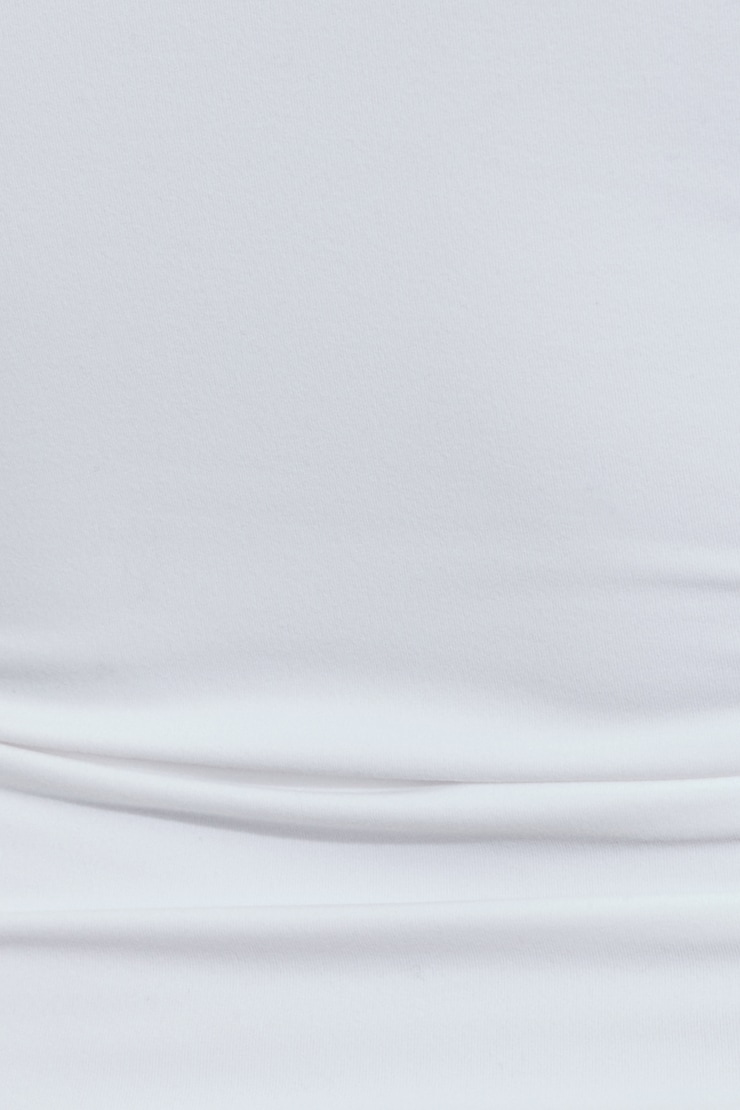 Sleek V-Neck Long Sleeve Top White - Image 4