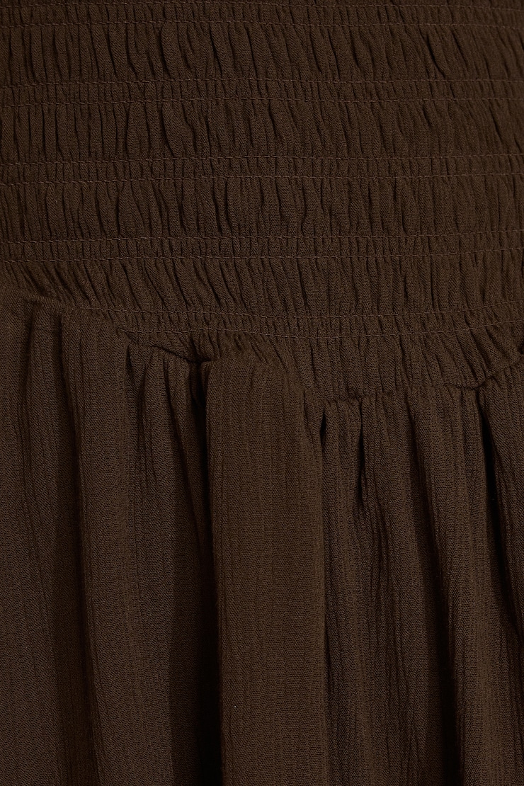 Kenzie Smocked Tiered Romper Dress Brown - Image 6