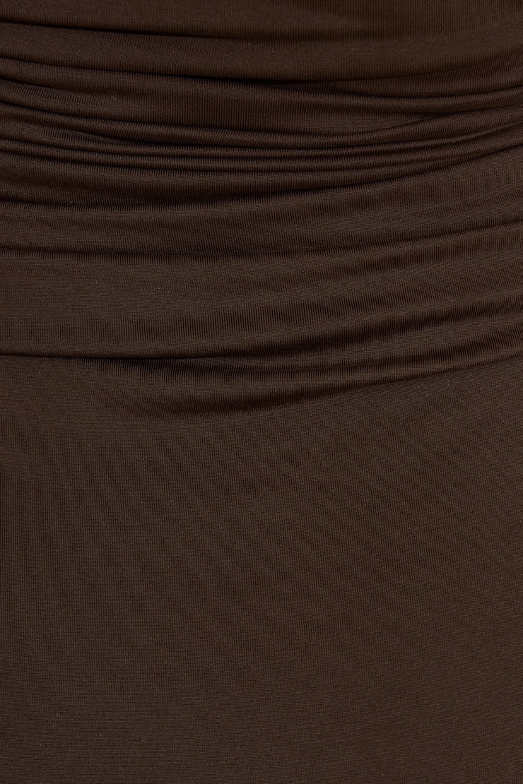 Ruched Tube Mini Dress Brown - Image 4