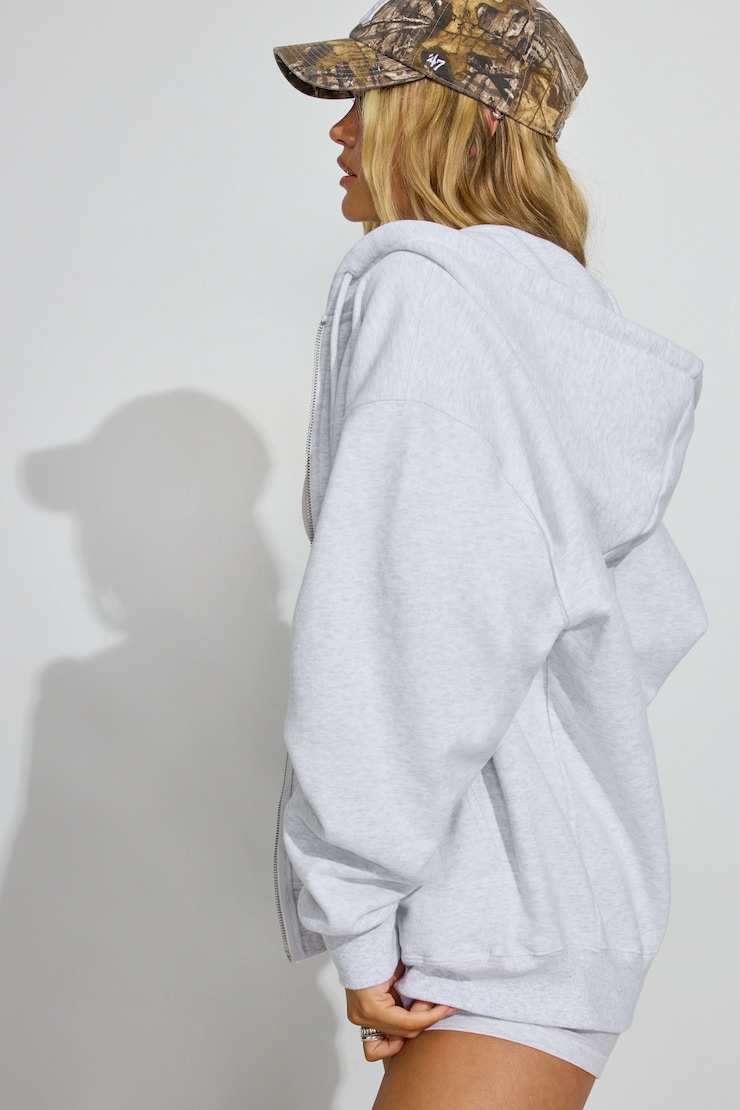 SoftTerry Oversized Zip-Up Hoodie Gray - Image 3