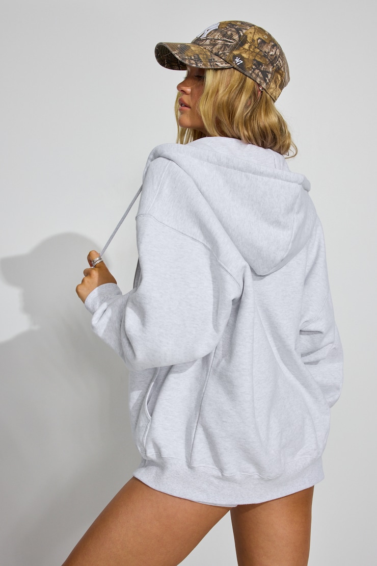 SoftTerry Oversized Zip-Up Hoodie Gray - Image 5