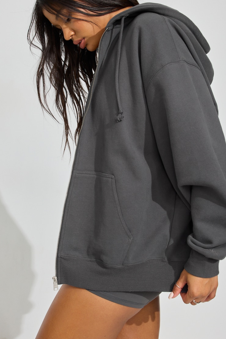 SoftTerry Oversized Zip-Up Hoodie Gray - Image 2