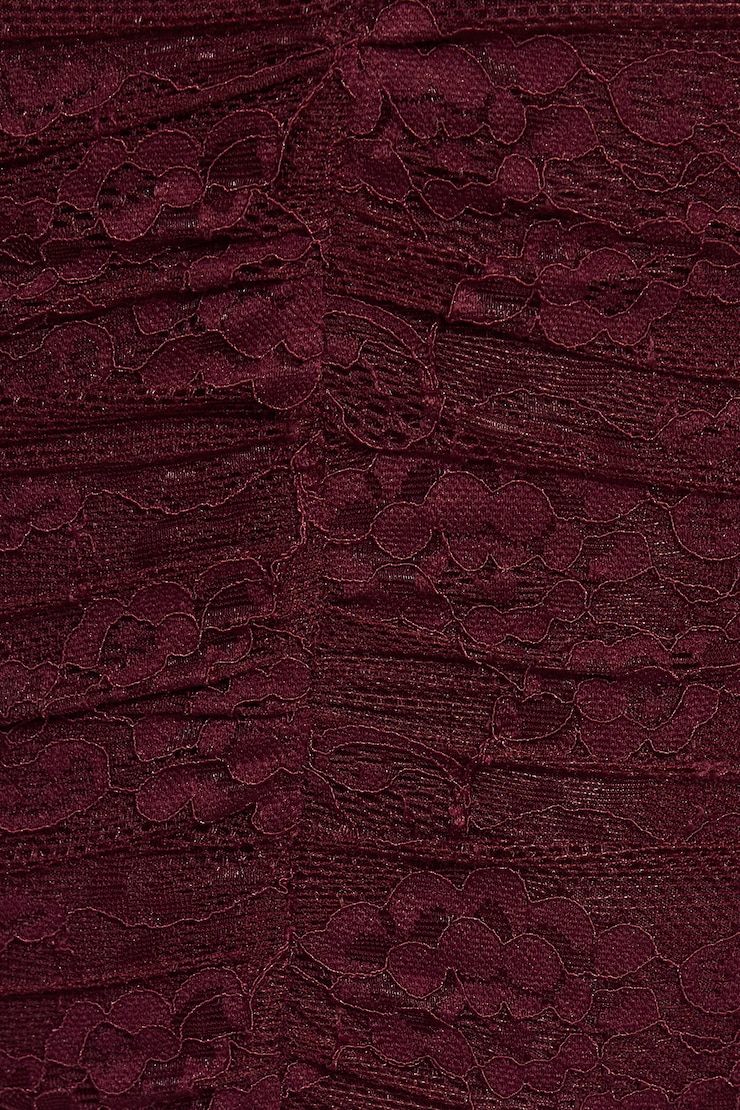 Scarlet Lace Plunge Mini Dress Burgundy - Image 4