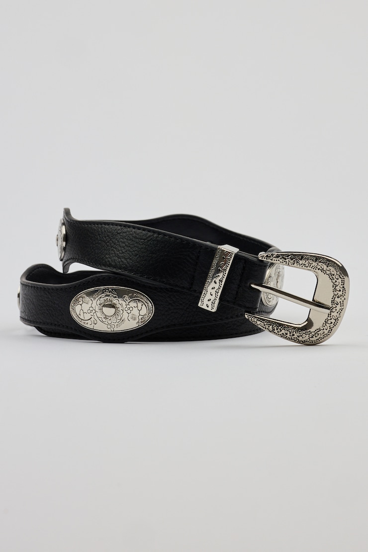 Western Concho Strap Belt Black - Image 2
