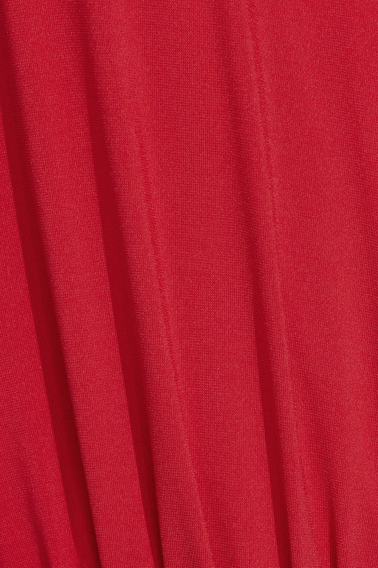 Deep Plunge Pleated Bodysuit RED - Image 4