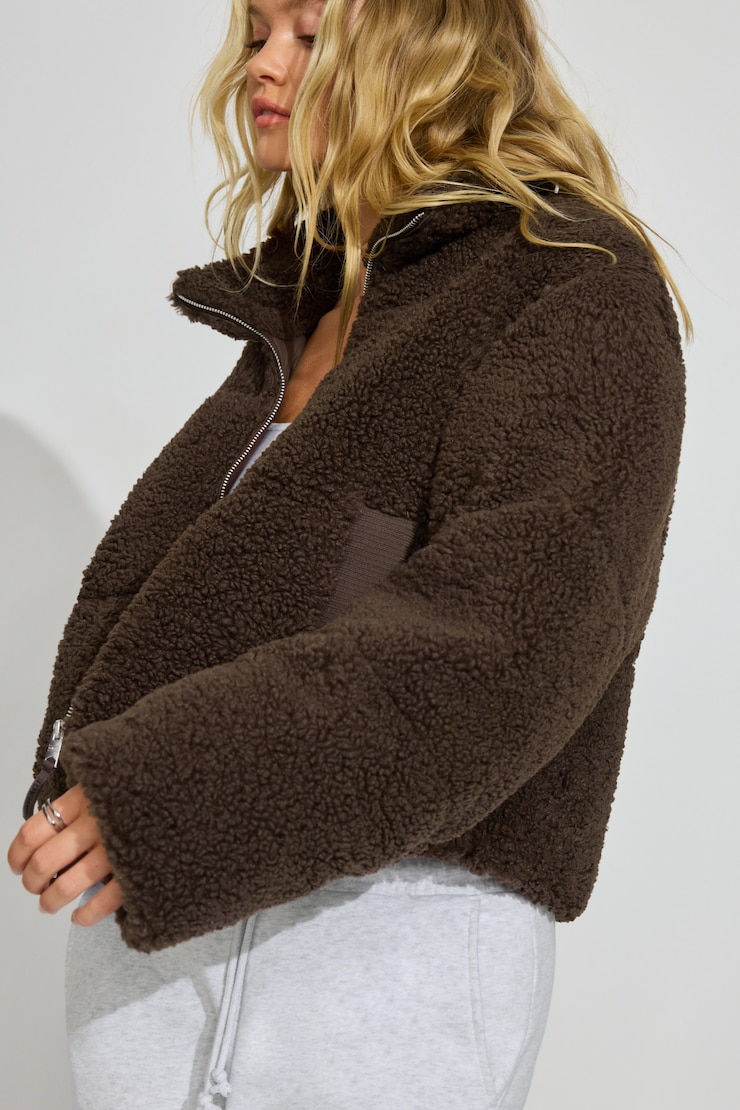 Sherpa Puffer Jacket Brown - Image 2