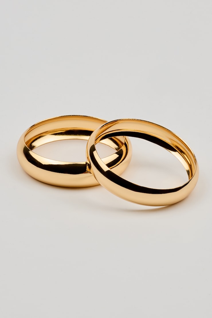 2 Pack Wide Rounded Bangles Yellow - Image 2