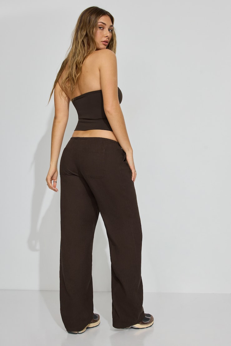 Clean Linen Pants Brown - Image 3