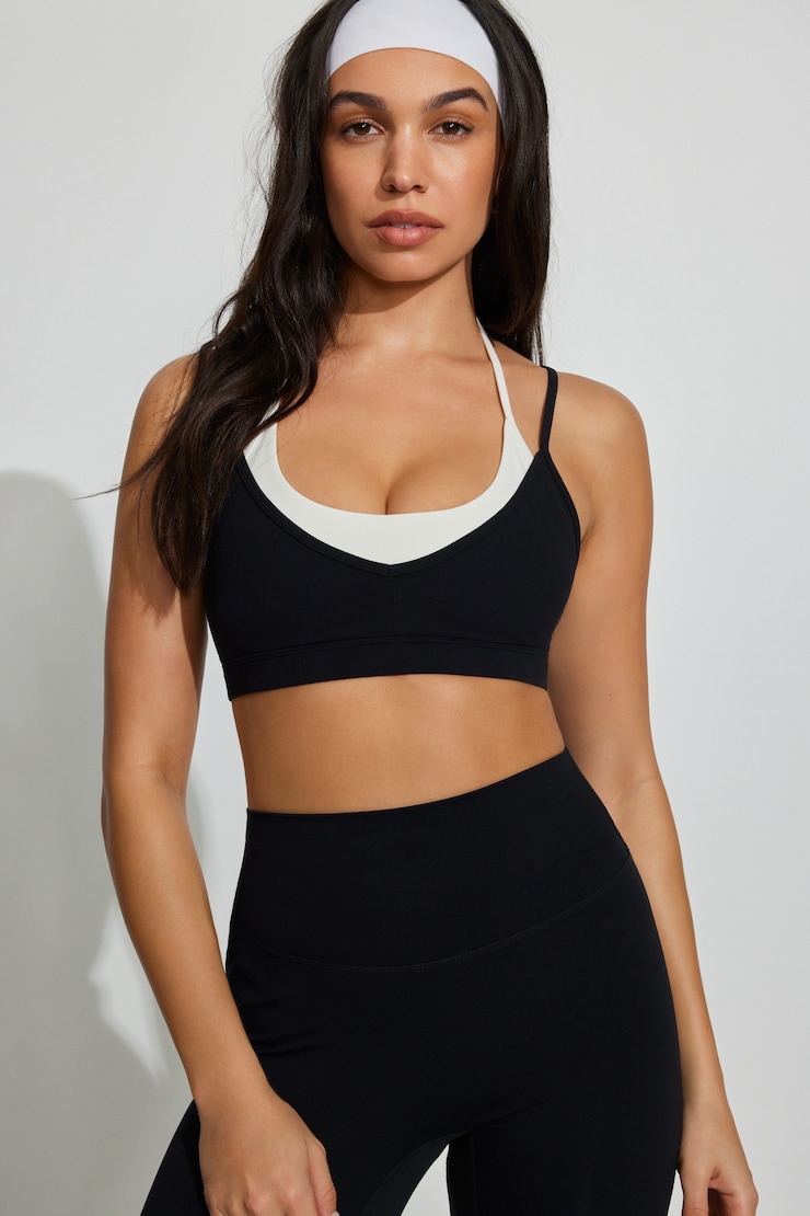 SoftActive Layered Halter Bra Black - Image 2
