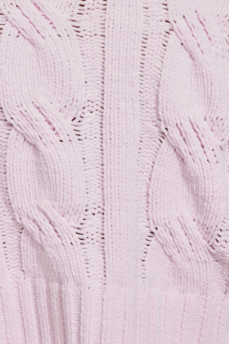 Chenille Cropped Cable Sweater Pink - Image 4