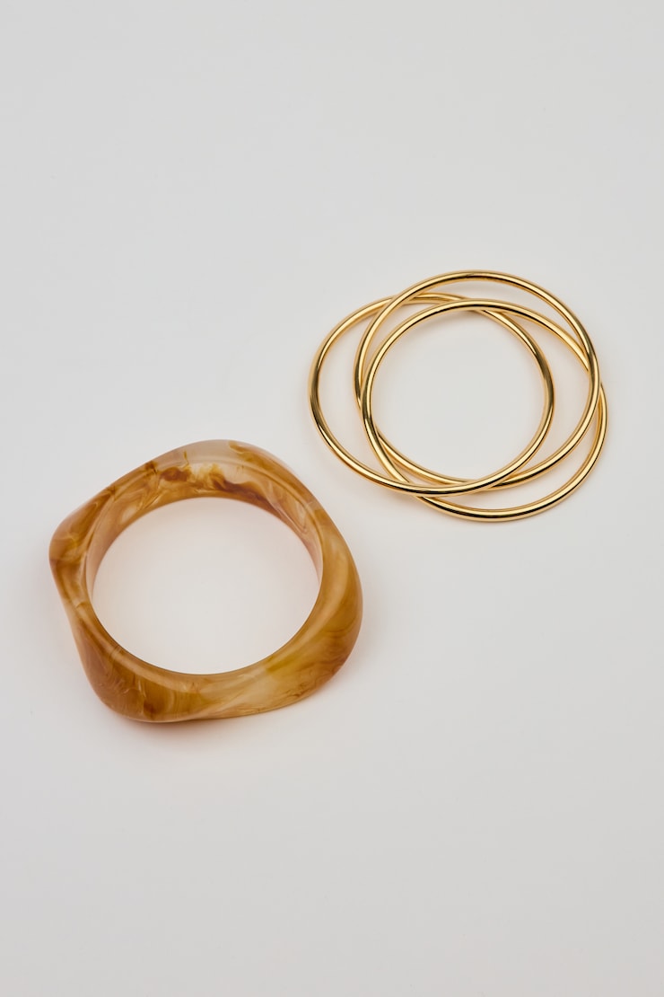 Set of 4 Resin & Clean Twist Bangles Brown - Image 3