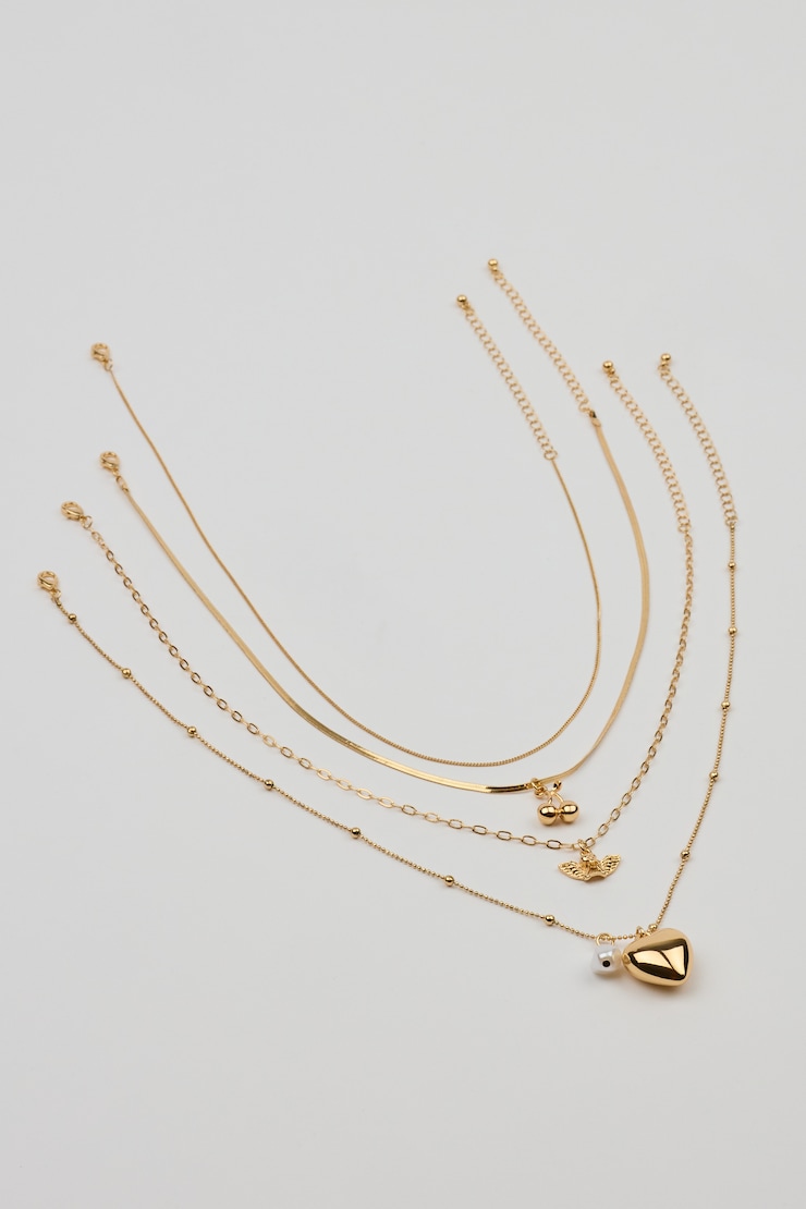 Set of 4 Angel and Cherry Pendant Necklaces Yellow - Image 4