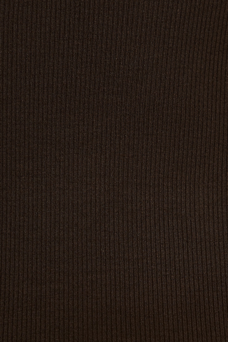 V-Neck Ribbed Mini Dress Brown - Image 4